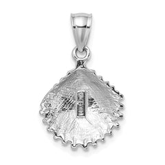14K White Gold Textured Scallop Shell Charm - 2