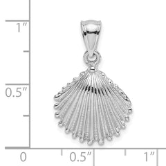 14K White Gold Textured Scallop Shell Charm - 2