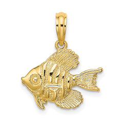 14K Polished Engraved Fish Charm