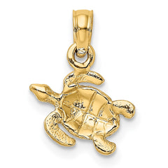 14K Textured Sea Turtle Charm - 2