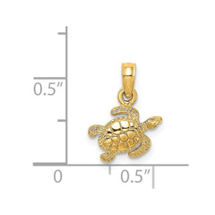 14K Textured Sea Turtle Charm - 2