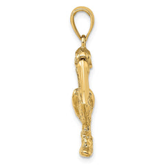 14K 3-D Large Standing Pelican with Moveable Mouth Charm