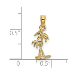 14K Texture Mini Double Palm Trees Charm