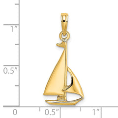 14K 2-D Polished Sailboat Charm - 2