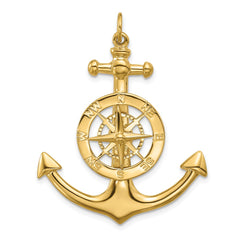 14K Large Anchor w/ Nautical Compass Charm