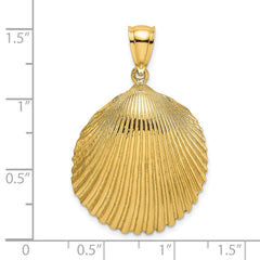 14K Textured Scallop Shell Charm - 2
