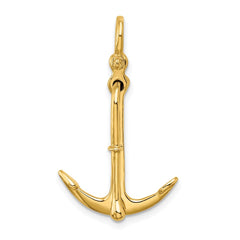 14K 3-D Polished Anchor 2 Piece and Moveable Charm - 2