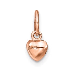 14K Rose Polished 3-D Puffed Heart Charm - 2
