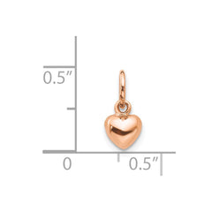14K Rose Polished 3-D Puffed Heart Charm - 2