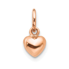 14K Rose Polished 3-D Puffed Heart Charm - 2