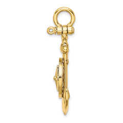 14K 3-D Small Anchor w/ Nautical Compass Charm