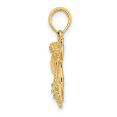 14K Polished Shell, Starfish and Sand Dollar Cluster Charm