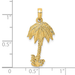 14K 2-D Textured Single Palm Tree Charm - 2