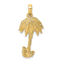 14K 2-D Textured Single Palm Tree Charm - 2