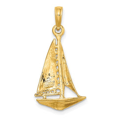14K 3-D Polished Sailboat Charm