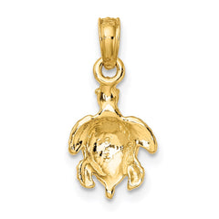 14K Textured Sea Turtle Charm - 4