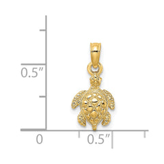 14K Textured Sea Turtle Charm - 4