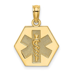 14K Caduceus Textured Back Medical Charm