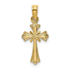 14K Engraved Small Cross w/ X Center Charm