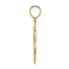 14K Polished and Cut-Out Engraved Cross Charm