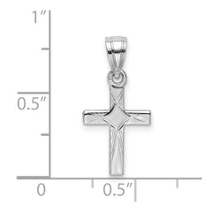 14K White Gold Diamond Shape Center Mini Cross Charm