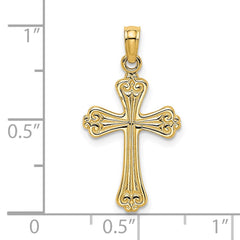 14K Polished Engraved Cross Charm