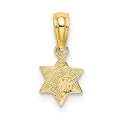 14K Engraved Mini Star Of David Charm