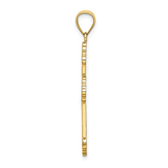 14K Flower Center Scroll Cross Charm