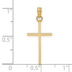 14K 3-D and Polished Stick Cross Charm