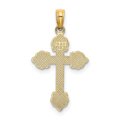 14K Polished and Textured Fancy Cross Charm