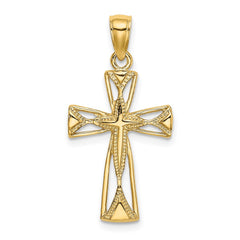 14K Polished Cut-Out Design Cross Charm