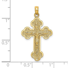 14K Crucifix W/ Budded Tips Charm - 2