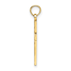 14K D/C Block Cross Charm