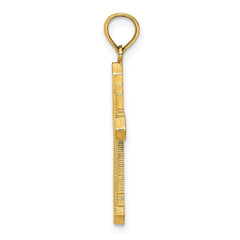 14K Solid Beaded Cross Charm