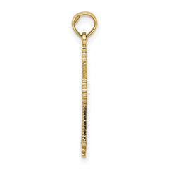 14K Cut-Out Stripes Cross w/ Heart Charm