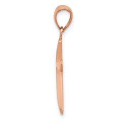 14K Rose Gold Polished Beveled Cross w/ Round Tips Charm - 2