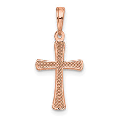 14K Rose Gold Polished Beveled Cross w/ Round Tips Charm