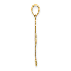 14K D/C and Cut-Out Stripes W/ Heart In Center Cross Charm