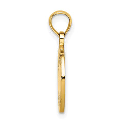 14K Polished and Textured Flat Baseball Charm