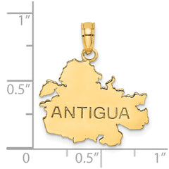 14K Polished and Engraved ANTIGUA MAP Charm