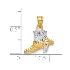 14k w/ Rhodium Cowboy Boot Charm
