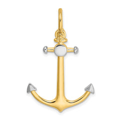 14K w/Rhodium 3-D Anchor w/Shackle Bail Charm