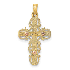 14k Two-Tone w/ Lace Trim Crucifix Charm
