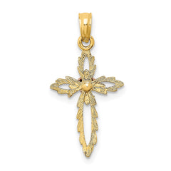 14k Two-Tone Cross w/ Heart Charm - 2