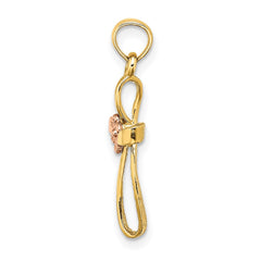 14k Two-Tone Twisted Cross w/ Heart Charm - 2