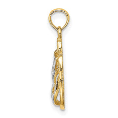 14k with White Rhodium 3D SANIBEL ISLAND Double Flip Flop Charm