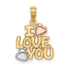 14k Two-tone w/White Rhodium I LOVE YOU w/Hearts Charm