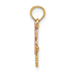 14K Two-tone Polished #1 GODMOTHER and Hearts Pendant