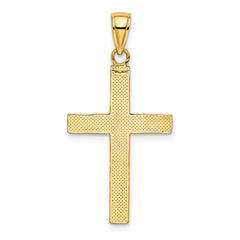 14K W/ Rhodium Polished Tubular Cross Charm