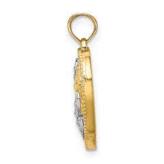 14k w/ Rhodium Textured Heart w/ MOM Charm